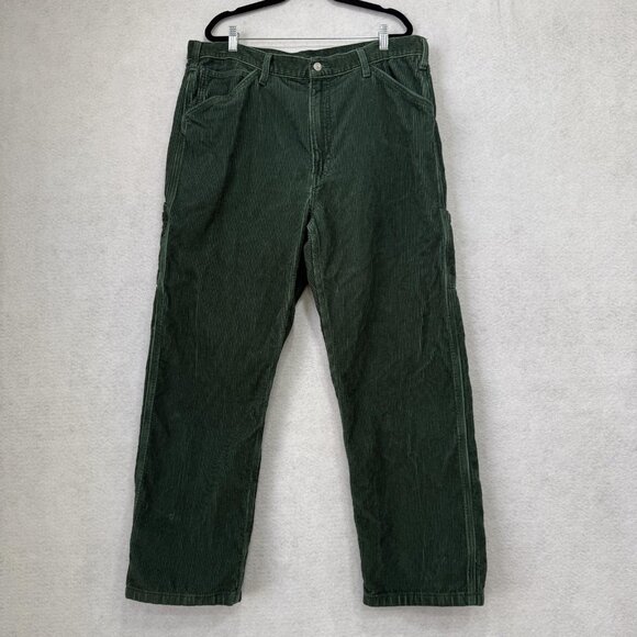 Levi's Corduroy Carpenter Pants Mens 38x32 Green Workwear Utility 55849-0055 - Picture 1 of 13